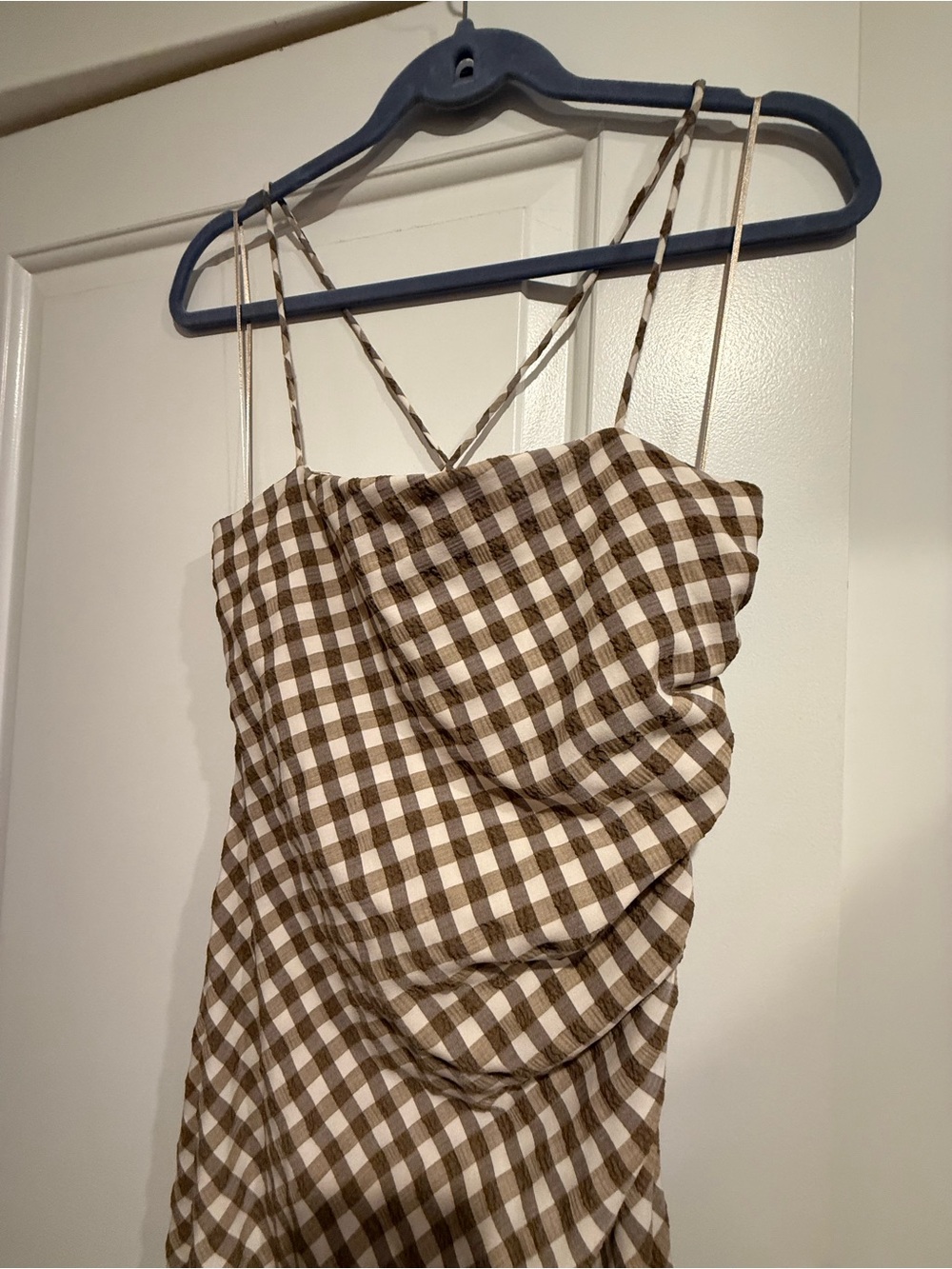Zara Brown Gingham Dress Medium - Picture 2 of 7